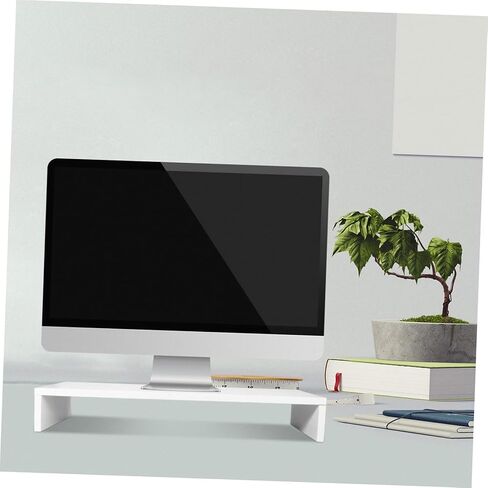 1pc Desktop Monitor Riser White Elevated Stand for Computer Laptop Printer and Tablet Space-saving Shelf Strong Bearing Capacity and Smooth Edges in Kuwait
