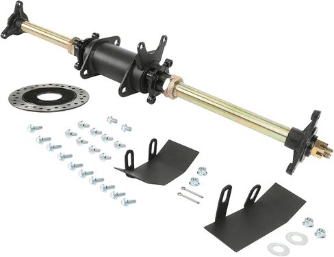 28" Rear Axle Kit with Rear Swingarm Frame Bracket, Brake Disc, 3 Stud Wheel Hubs, 420 37T Sprocket, 132L Chain & Hand Brake Assembly for 110cc 125cc 150cc ATV Quad Go Kart Buggy 4 Wheeler in Saudi Arabia