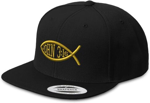 Custom Snapback Hat for Men Flat Brim Hats Bible Verse John 3:16 Jesus Religious Christian Acrylic in Saudi Arabia