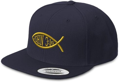 Custom Snapback Hat for Men Flat Brim Hats Bible Verse John 3:16 Jesus Religious Christian Acrylic in Saudi Arabia