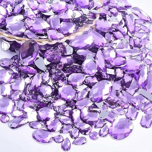 200Pcs Mixed Shape Crystal Sew On Rhinestones Gems Acrylic Flatback Diamante Stones Strass Sewing for Crafts DIY Handicrafts Clothing Wedding Dress Shoes Bag Decorations (00 Mixed Color) in Kuwait