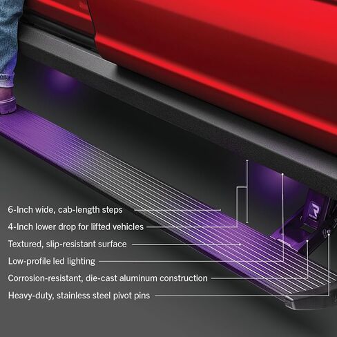 RealTruck AMP Research PowerStepXL | يناسب 2008 - 2016 Ford F-250/F-350/F-450 Super Duty Crew Cab | 77134-01أ | خطوات كهربائية قابلة للسحب من الألومنيوم مقاومة للصدأ مع مصابيح LED للخطوات in Saudi Arabia