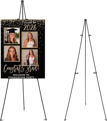 Yookeer 63'' Easel Stand for Graduation Wedding Picture Display Senior 2026 Graduation Welcome Sign for Easel Grad Metal Poster Stands Photo Props for Middle High School College Grad Party Supplies in Saudi Arabia