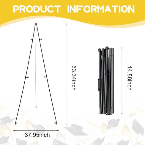 Yookeer 63'' Easel Stand for Graduation Wedding Picture Display Senior 2026 Graduation Welcome Sign for Easel Grad Metal Poster Stands Photo Props for Middle High School College Grad Party Supplies in Saudi Arabia