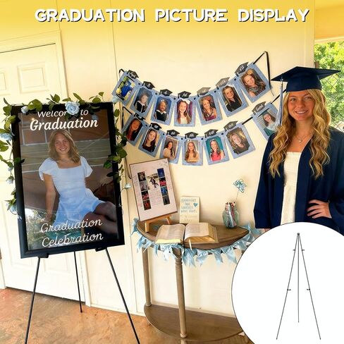 Yookeer 63'' Easel Stand for Graduation Wedding Picture Display Senior 2026 Graduation Welcome Sign for Easel Grad Metal Poster Stands Photo Props for Middle High School College Grad Party Supplies in Saudi Arabia