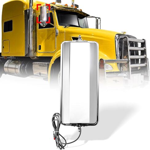 مرآة باب رئيسية للرؤية الخلفية عالية الارتفاع لـ Peterbilt 335 340 357 382 385 386 325 330 348 388 389 365 367 377 359 375 379 281 351، مرآة تذويب ساخنة من الفولاذ المقاوم للصدأ للسائق/اليسار والركاب/الجانب الأيمن in Saudi Arabia
