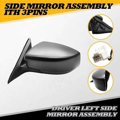 Left Driver Power Door Mirror Assembly Compatible with Altima 2013 2014 2015 2016 2017 2018 Non-Heated Non-Folding Paintable 963023TH0A (3Pins) in Saudi Arabia