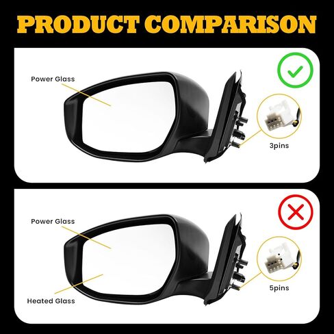 Left Driver Power Door Mirror Assembly Compatible with Altima 2013 2014 2015 2016 2017 2018 Non-Heated Non-Folding Paintable 963023TH0A (3Pins) in Saudi Arabia