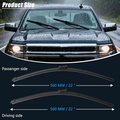 AUCERAMIC 22" + 22" Windshield Wiper Blades Replacement for Chevy Silverado GMC Sierra 1500 2500 3500 HD 2014 2015 2016 2017 2018 OEM Quality (Pack of 2) in Saudi Arabia