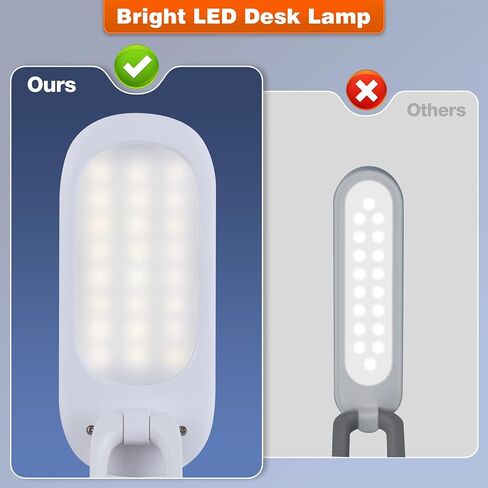 مصباح مكتب LED قابل للطي، ضوء محمول يعمل ببطارية قابلة لإعادة الشحن مع 3 مستويات سطوع، مصباح صغير قابل للتعديل 180 درجة للعناية بالعين للمكتب المنزلي والقراءة والسفر (أبيض) in Kuwait