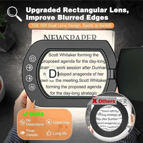 Magnifying Glass with Light and Clamp, 15X 10X Desk Rectangle Magnifying Lamp with Dust Cover, 5 Color Modes, 84 LED Lighted Magnifier Hands Free, Table Lamp with Touch Button for Repair Crafts Hobby in Kuwait