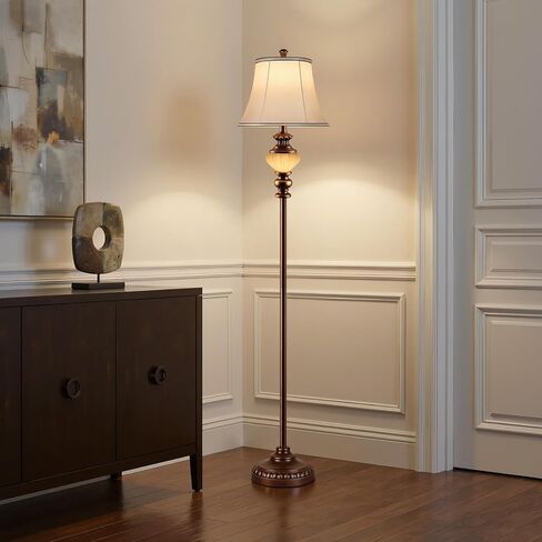 65'' Vintage Floor Lamp for Living Room, Retro Farmhouse Standing Lamp with Nightlight, Tall Lamp with Fabric Shade and Rotary Switch for Bedroom Office Dining Room Corner(LED Bulb Included) in Kuwait