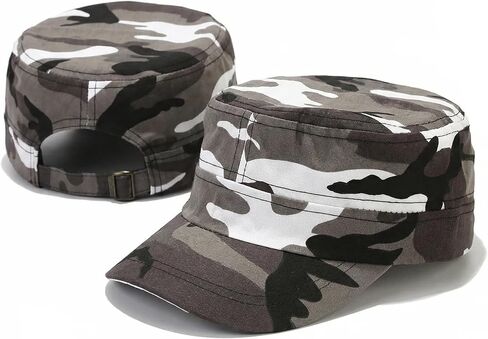 2 Pcs Unisex Cadet Army Cap Adjustable Camo Military Style Hats Quick Dry Flat Top Hat in Kuwait