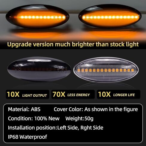 A Pair Turn Signal Blinker LED Dynamic Side Marker Light For Toyota Yaris Corolla Auris Mk1 E15 RAV4 Mk3 (White) in Saudi Arabia