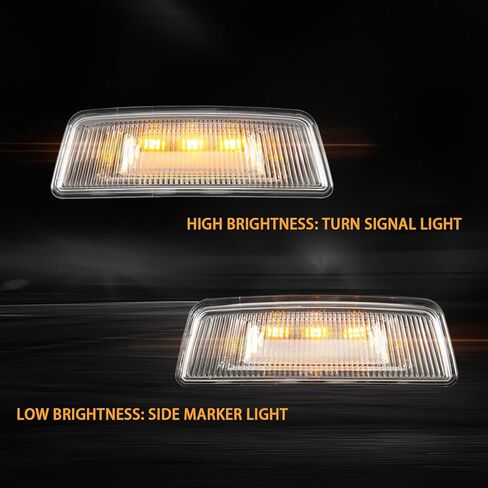 2 PCS LED Side Turn Signal Light Front Fender Marker Indicator Light Fits for Kenworth T680 T700 T880 Peterbilt 567 Amber Lens Bright Full LED Driver and Passenger Side in Saudi Arabia