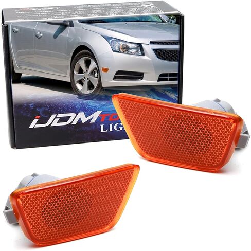 iJDMTOY OEM-Spec Dark Smoked Lens Front Bumper Side Marker Lamp Housings Compatible with 2011-2015 Chevrolet Cruze in Saudi Arabia