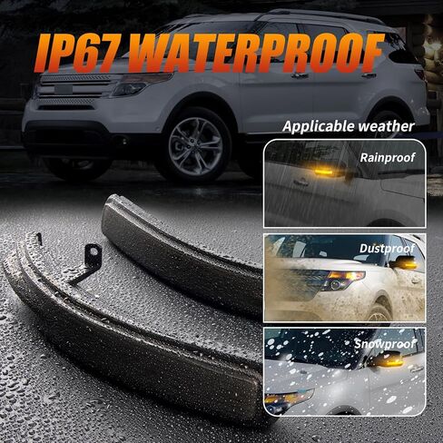 أضواء جانبية LED متتابعة مرآة ضوء إشارة الانعطاف لسيارة Ford Explorer 2011-2019، مصباح وامض بمؤشر مرآة ديناميكي وعدسة مدخنة، قطعتان in Kuwait