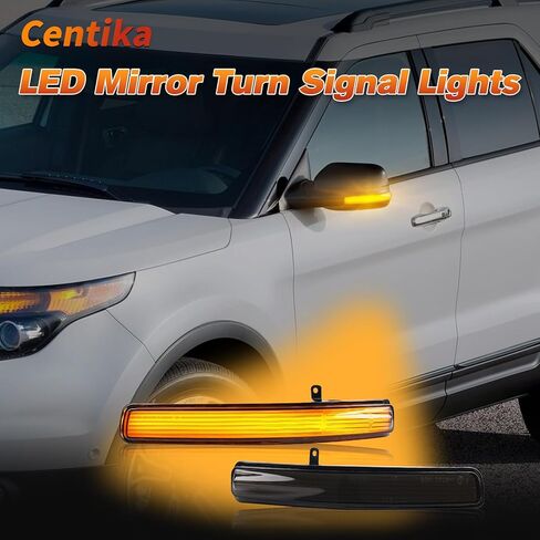أضواء جانبية LED متتابعة مرآة ضوء إشارة الانعطاف لسيارة Ford Explorer 2011-2019، مصباح وامض بمؤشر مرآة ديناميكي وعدسة مدخنة، قطعتان in Kuwait