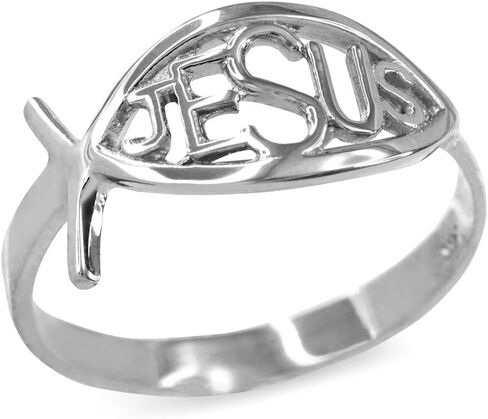 Jesus Ichthus Christian Fish Ring in Fine 925 Sterling Silver in Kuwait
