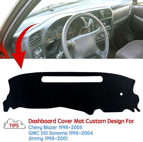 غطاء لوحة القيادة لوحة لوحة القيادة متوافقة مع Chevy Blazer 1998-2005 GMC S10 Sonoma 1998-2004 Jimmy 1998-2001 واقي غطاء لوحة القيادة (زخرفة سوداء) in Saudi Arabia