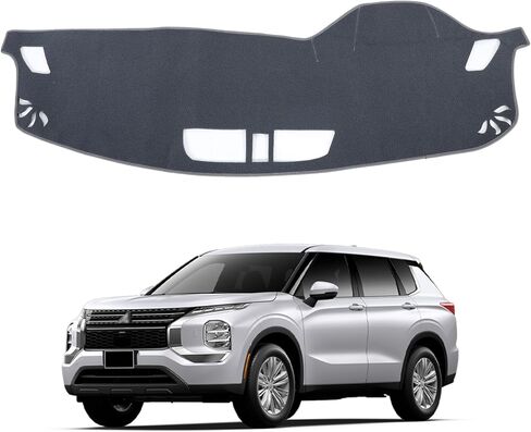 غطاء لوحة القيادة لملحقات Mitsubishi Outlander 2022-2025، بساط لوحة العدادات، وسادة انزلاقية أمامية، بساط واقي من الشمس مقاوم للضوء، غطاء لوحة عدادات وحدة التحكم المركزية وسادة مضادة للانزلاق (مع HUD_رمادي) in Saudi Arabia