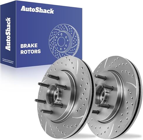 AutoShack Front Vented Drilled & Slotted Silver Zinc Coated Brake Rotors 2-PC Set Replacement for 2004-2008 Ford F-150 2006-2008 Lincoln Mark LT 2004-2008 Ford Lobo SilverShield Pro 12.98" (329.8 mm) in Saudi Arabia
