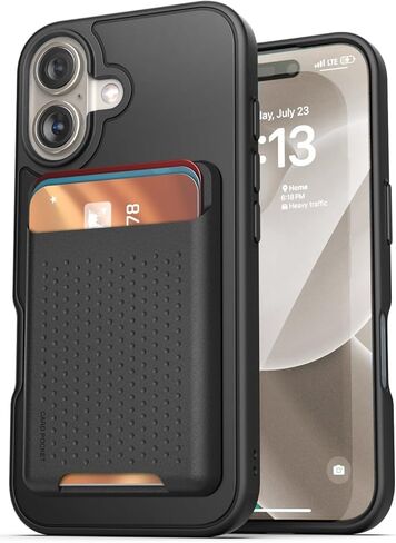 ENCASED Wallet Case Set for iPhone 16 Pro with Removable Card Holder (iPhone 16 Pro) Black in Saudi Arabia