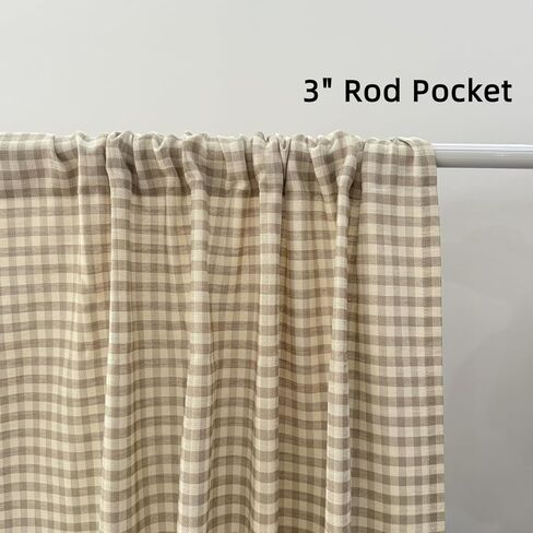 لوحتان من ستائر المزرعة المدفوعة بطول 96 بوصة من مزيج القطن والكتان وألواح ستائر من القماش القطني لغرفة المعيشة وغرفة النوم نصف ستائر جيب قضيب حجب الضوء، كل منها W52 × L96 بوصة in Kuwait