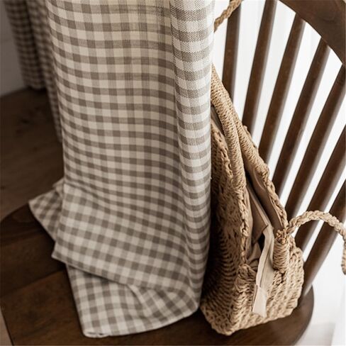 لوحتان من ستائر المزرعة المدفوعة بطول 96 بوصة من مزيج القطن والكتان وألواح ستائر من القماش القطني لغرفة المعيشة وغرفة النوم نصف ستائر جيب قضيب حجب الضوء، كل منها W52 × L96 بوصة in Kuwait