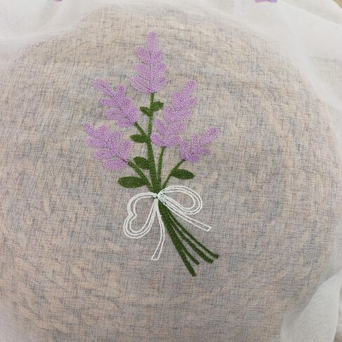 SLOW SOUL مجموعة من لوحتين ستائر شفافة على شكل زهرة أرجوانية لافندر من الكتان الصناعي ستائر نافذة شبه شفافة لغرفة النوم وغرفة المعيشة ستائر جيب قضيب 56 عرض × 84 طول بوصة in Kuwait