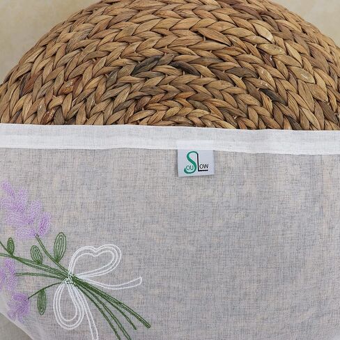 SLOW SOUL مجموعة من لوحتين ستائر شفافة على شكل زهرة أرجوانية لافندر من الكتان الصناعي ستائر نافذة شبه شفافة لغرفة النوم وغرفة المعيشة ستائر جيب قضيب 56 عرض × 84 طول بوصة in Kuwait