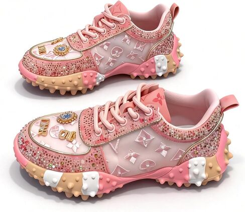 Women's Shoes Fashionable Shiny Rhinestone Decoration CasualWomen's Shoes Anti Slip Comfortable Clunky Sneaker Shoes in Saudi Arabia