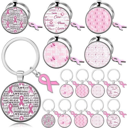 Breast Cancer Awareness Keychains Bulk Pink Ribbon Breast Cancer Awareness Accessories for Women Party Supplies in Saudi Arabia