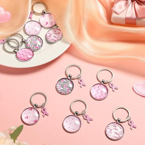 Breast Cancer Awareness Keychains Bulk Pink Ribbon Breast Cancer Awareness Accessories for Women Party Supplies in Saudi Arabia