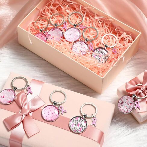 Breast Cancer Awareness Keychains Bulk Pink Ribbon Breast Cancer Awareness Accessories for Women Party Supplies in Saudi Arabia