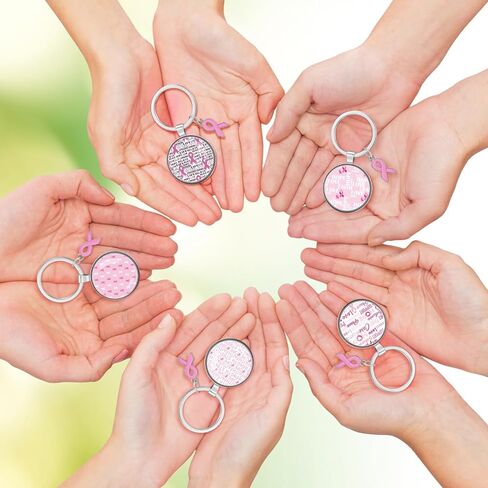 Breast Cancer Awareness Keychains Bulk Pink Ribbon Breast Cancer Awareness Accessories for Women Party Supplies in Saudi Arabia