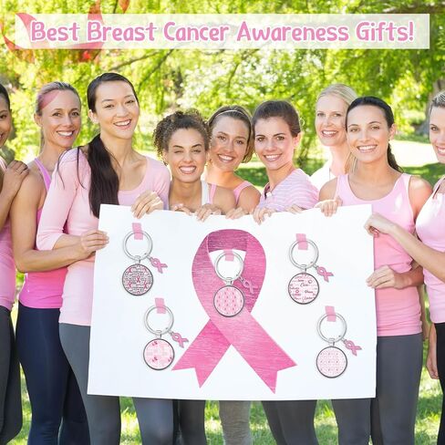 Breast Cancer Awareness Keychains Bulk Pink Ribbon Breast Cancer Awareness Accessories for Women Party Supplies in Saudi Arabia