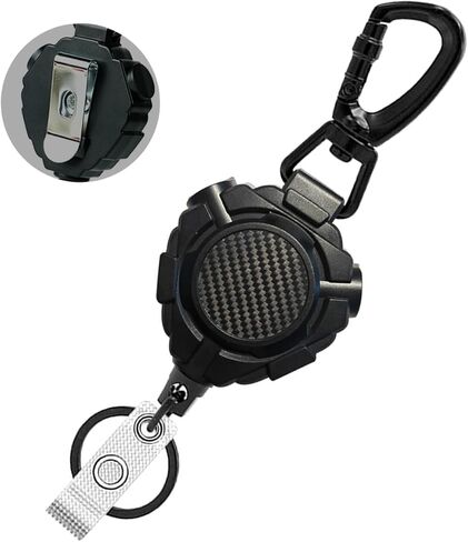 Retractable Keychain with Belt Clip, Heavy Duty Retractable Badge Holders with Carbon Fiber Front, Badge Reels Retractable with Key Ring and 31.8" Steel Cord in Kuwait