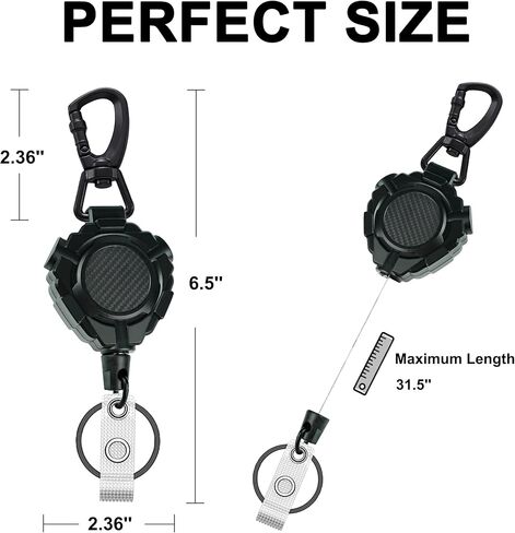Retractable Keychain with Belt Clip, Heavy Duty Retractable Badge Holders with Carbon Fiber Front, Badge Reels Retractable with Key Ring and 31.8" Steel Cord in Kuwait