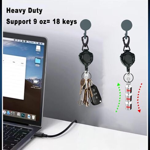 Retractable Keychain with Belt Clip, Heavy Duty Retractable Badge Holders with Carbon Fiber Front, Badge Reels Retractable with Key Ring and 31.8" Steel Cord in Kuwait