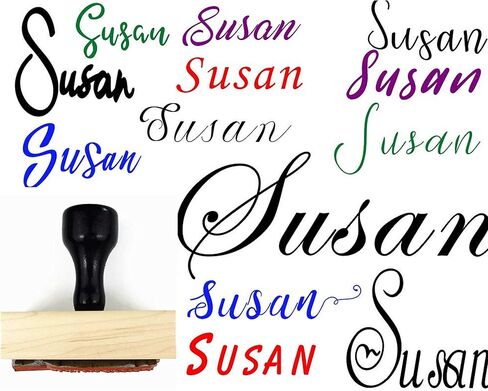 Self Inking or Wood Custom Name Signature Stamp. Pick Your Font Rubber or Wooden Customizable 1 Line 2 line 3 line Personalized Stampers in Saudi Arabia