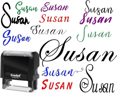 Self Inking or Wood Custom Name Signature Stamp. Pick Your Font Rubber or Wooden Customizable 1 Line 2 line 3 line Personalized Stampers in Saudi Arabia