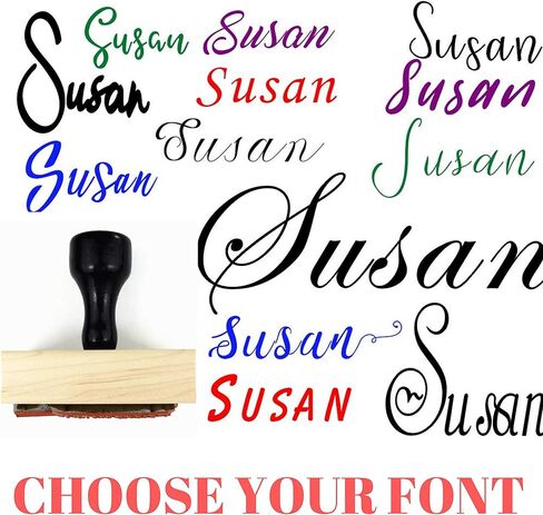 Self Inking or Wood Custom Name Signature Stamp. Pick Your Font Rubber or Wooden Customizable 1 Line 2 line 3 line Personalized Stampers in Saudi Arabia