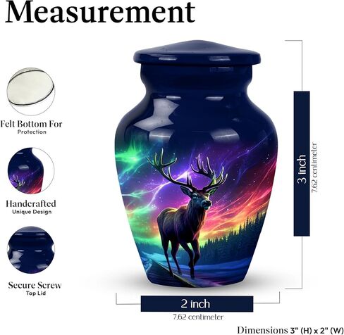 Deer Urn for Adult Male - Memorial Urn for Ashes for Women & Men - Deer Mini Keepsake Urns for Human Ashes - Small Urns for Mom & Dad - Memorial Keepsakes for Adults 3 Inch in Saudi Arabia