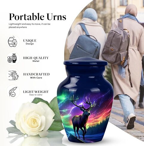 Deer Urn for Adult Male - Memorial Urn for Ashes for Women & Men - Deer Mini Keepsake Urns for Human Ashes - Small Urns for Mom & Dad - Memorial Keepsakes for Adults 3 Inch in Saudi Arabia