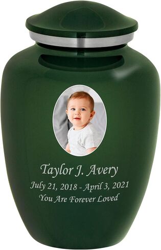 Homage Custom Photo Cremation Urn for Infant Ashes - Vase Style Cremation Urn - 80 Cubic Inch Capacity - Personalization Included (Graphite Grey) in Kuwait
