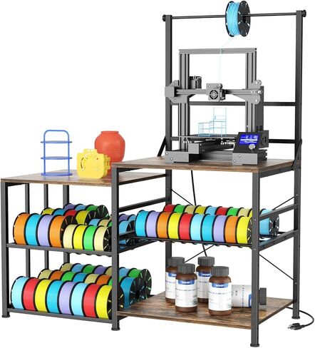 طاولة طابعة Aquzee ثلاثية الأبعاد مع مساحة تخزين للشعيرات، حامل طابعة ثلاثية الأبعاد W51*D23.6، رف تخزين للطابعة ثلاثية الأبعاد للخدمة الشاقة، منفذ طاقة واحد للطباعة ثلاثية الأبعاد، استوديو ورشة العمل المكتبية، لملحقات الطابعة ثلاثية الأبعاد in Kuwait