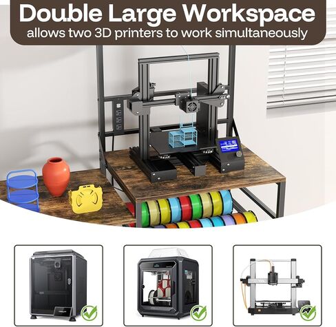 طاولة طابعة Aquzee ثلاثية الأبعاد مع مساحة تخزين للشعيرات، حامل طابعة ثلاثية الأبعاد W51*D23.6، رف تخزين للطابعة ثلاثية الأبعاد للخدمة الشاقة، منفذ طاقة واحد للطباعة ثلاثية الأبعاد، استوديو ورشة العمل المكتبية، لملحقات الطابعة ثلاثية الأبعاد in Kuwait