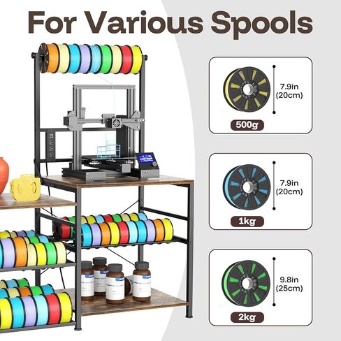 طاولة طابعة Aquzee ثلاثية الأبعاد مع مساحة تخزين للشعيرات، حامل طابعة ثلاثية الأبعاد W51*D23.6، رف تخزين للطابعة ثلاثية الأبعاد للخدمة الشاقة، منفذ طاقة واحد للطباعة ثلاثية الأبعاد، استوديو ورشة العمل المكتبية، لملحقات الطابعة ثلاثية الأبعاد in Kuwait