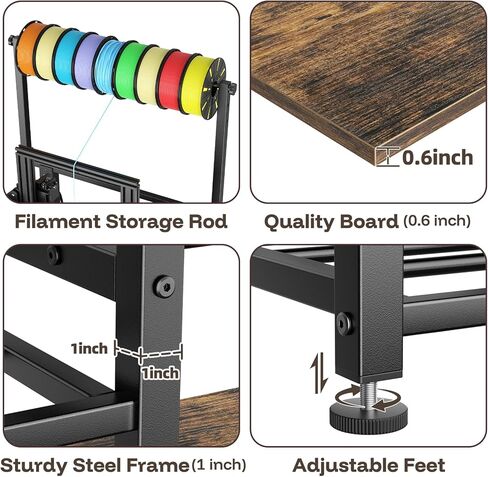 طاولة طابعة Aquzee ثلاثية الأبعاد مع مساحة تخزين للشعيرات، حامل طابعة ثلاثية الأبعاد W51*D23.6، رف تخزين للطابعة ثلاثية الأبعاد للخدمة الشاقة، منفذ طاقة واحد للطباعة ثلاثية الأبعاد، استوديو ورشة العمل المكتبية، لملحقات الطابعة ثلاثية الأبعاد in Kuwait